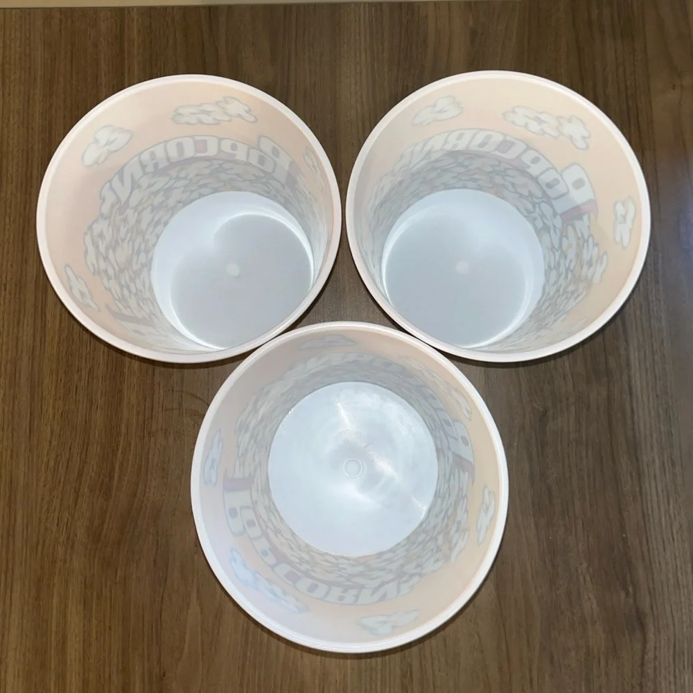 Retro Style 3 Large Reusable Plastic Popcorn Bucket Tubs Containers Movie Night